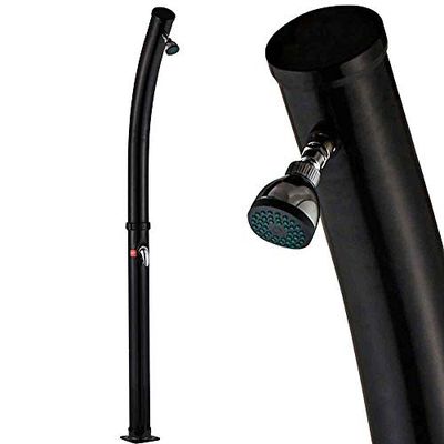 BAKAJI Doccia Solare per Giardino Piscina Esterno Campeggio Serbatoio 20Lt con Soffione Regolabile Miscelatore Acqua Calda Attacco Tubo da Giardino Dimensione 214 x 11,5 x 11,5 cm