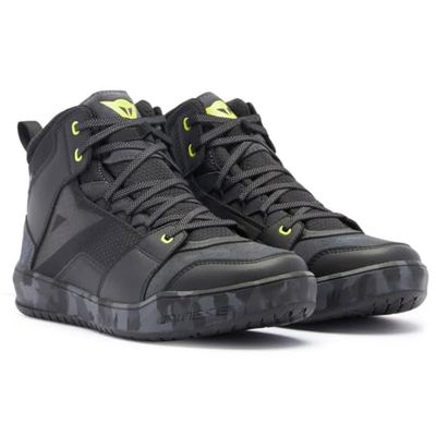 Dainese Heren Suburb D-wp Schoenen Waterdichte Motorfiets Sneakers, Zwart Camo Zuur Geel, 42.5 EU