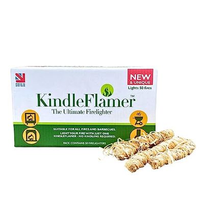 KindleFlamer Lot de 50 Allume-feu avec Petit Bois Naturel pour poêle à Bois, Barbecue, Four à Pizza, cheminée, Barbecue, Allume-feu, Allume-feu pour bûches, Charbon, briquette de Charbon