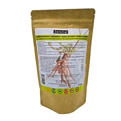 ZeroCal - Inulina en Polvo Pura de la Achicoria 500g - Cadena Larga | Prebiótico Natural | Vegana y Libre de Gluten | Origen Europa