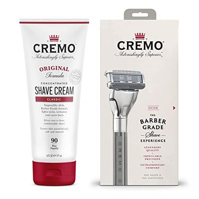 CREMO Barber Grade Razor and Shave Cream for Men