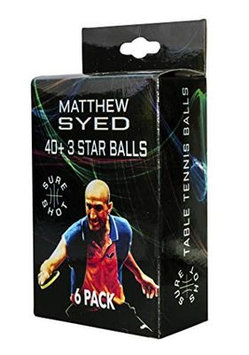 Sure Shot Syed 3 Star - Palline da Ping Pong Unisex, 40 mm, Colore Bianco