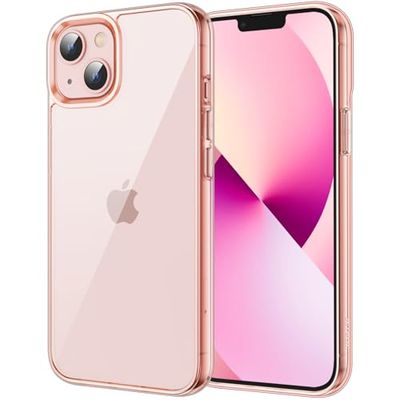 JETech Hoesje voor iPhone 13 6,1-Inch, Anti-Vergeling Schokbestendige Transparante Bumper Case, Antikras Doorzichtige Achterkant (Rosé Goud)