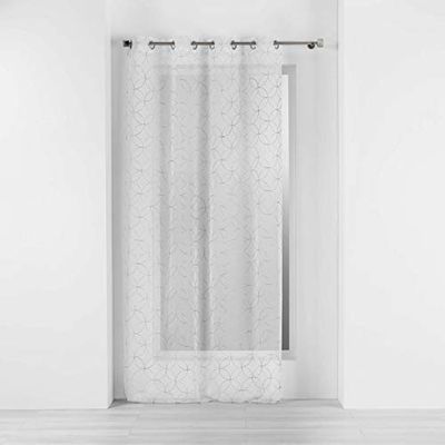 Douceur d'Intérieur, Voilage à Oeillets (140 x 240 cm) Olympia Gris, Voile Sablé Brodé