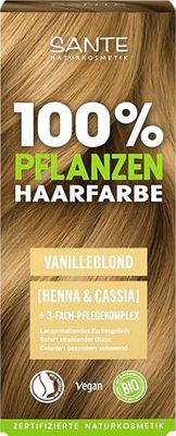 SANTE Naturkosmetik 100% colore per capelli vegetali in polvere 01 biondo vaniglia, colorazione vegana per capelli con henné e cassia, biondo di lunga durata, copertura naturale del grigio e