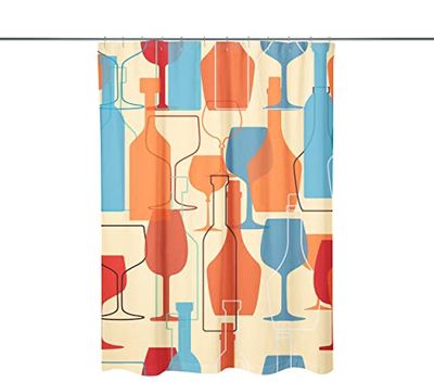 Bonamaison Digitally Printed Shower Curtain, Polyester, Blue, 140 x 200 Cm