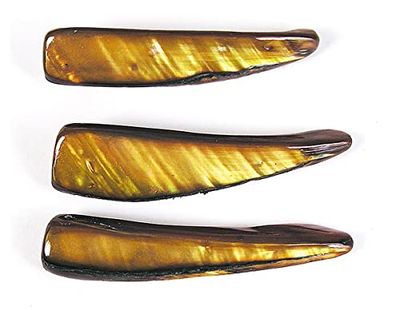 Perle coquille de perle mère canine brillant or 6x38mm. 250gr. env.104u. 0,95mm. Env.
