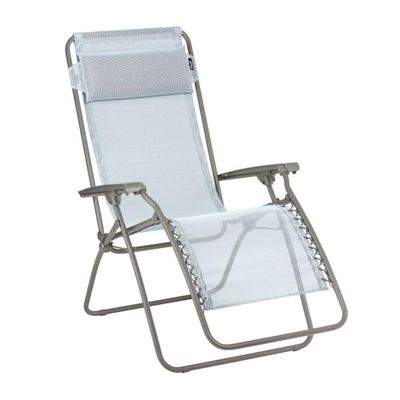 LAFUMA MOBILIER - Fauteuil Relax Zéro Gravité RT 2 - Chaise Longue Pliante Terrasse et Jardin - Toile Batyline Résistante - Transat Multiposition, Tout Confort, Fabriqué en France - Bleu CIEL