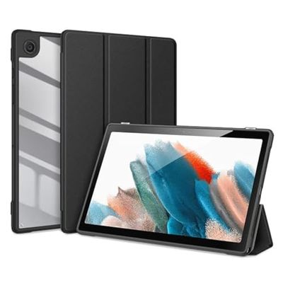 Fodral till Samsung Galaxy Tab S8 Plus 2022/S7 FE 2021/S7 Plus 2020 12,5 tum transparent stöttåligt bakskydd inbyggd pennhållare, automatisk sov/vakna-svart