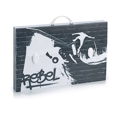 Favorit Koffer mit Druck Rebel Schwarz, Black, Formato 56,5x36,5 Dorso 5,5 cm, Moderno