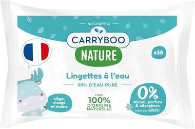 CARRYBOO - 9 * 58 chusteczek z czystą wodą - Chusteczki dla niemowląt z organicznym ekstraktem z nagietka - Bezalergiczne chusteczki czyszczące - Normalna i k pielęgnacja skóry niemowląt - 522