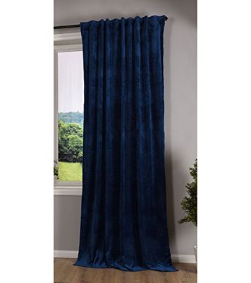 Gardinenbox Milano 20357 Rideau occultant en Velours avec Passants et Cordon de Serrage Bleu 280 x 135 cm
