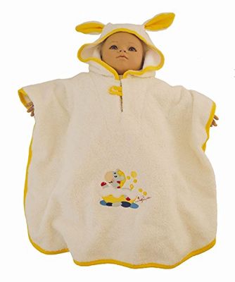 Bieco 44510003 - Baby Poncho Accappatoio 100% cotone nei colori beige, con motivo zebra, ca. 79 x 65 x 0,5 centimetri, da 0 mesi