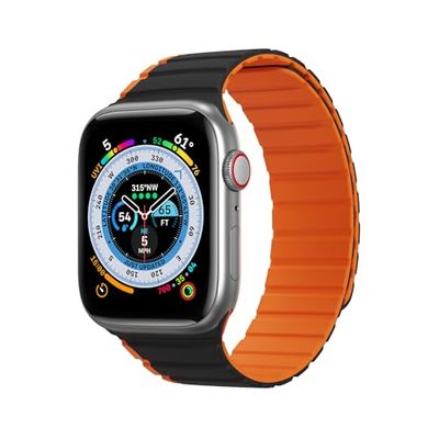 HJPOQZ DUX DUCIS [LD] Series - Correa de reloj diseñada para Apple Watch de 38 mm, 40 mm, 41 mm, correa magnética de repuesto para reloj, color negro y naranja