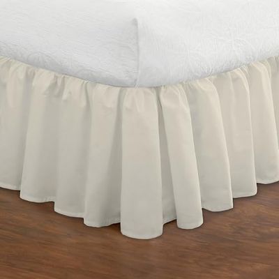 Fresh Ideas Bedding Ruffled Bedskirt, Classic 14" Drop Length, Gathered Styling, Queen, Ivory