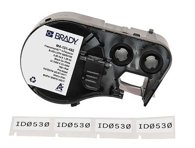 Brady Étiquettes en polyester freezerbondz™ étiqueteuses BMP41/BMP51/BMP53/M511 - 180 Étiquettes imprimables adhésives - Noir sur blanc (25,40 mm (l) x 12,70 mm (H)) - M4-131-492