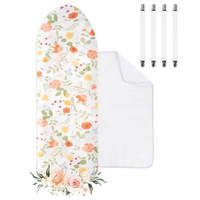 Housse de Table à Repasser, Housse de Planche à Repasser 100% Coton, Housse de Table à Repasser Turbo, épaisse, Convient pour Planche à Repasser de 110-125 x 30-42 cm avec Serviette à Repasser