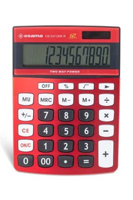 Osama S.p.A. OS DX120K R, METALCOLOR, 12-siffrig bordskalkylator med lutande skärm - Röd och Svart
