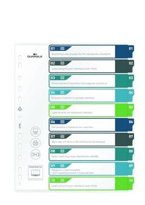 DURABLE - Intercalaires imprimables translucides A4+ 10 onglets - multicolore - 1 pièce - 679527