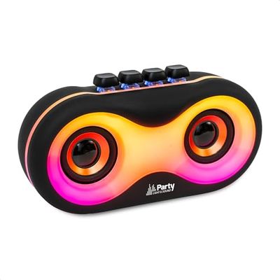 Party Light & Sound - PARTY-OWL - Sistema di altoparlanti portatili a gufo illuminati a batteria - Bluetooth, USB, MicroSD e AUX - Nero opaco