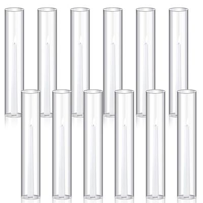 Treela 6-Piece Bottomless Glass Cylinder Candle Holder Set - Clear, Tall, Chimney Tube Cover for Pillar Taper Candle