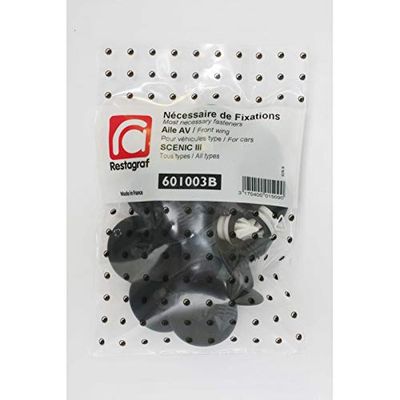 Restagraf - Kit de Fixations pour Aile Avant SCENIC III Toutes Versions (06/2009 à 09/2016) - Réf. 601003B - Sachet de 25 Pièces