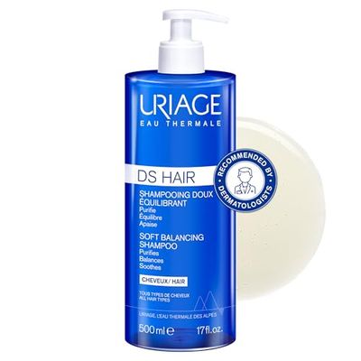 Uriage DS Hair Anti-Dandruff Treatment Shampoo 500ml - Eliminates Dandruff, Soothes Itching, Purifies & Rebalances - All Hair Types - Sensitive & Irritated Scalp