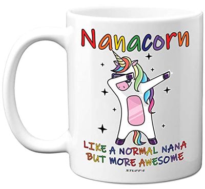 Stuff4 Nana Birthday Gifts - Nanacorn - Best Nana Mugs, Happy Birthday Mug, Special Christmas Nanny Gifts from Grandchildren, Funny Xmas Tea Coffee Cup Cups, 11oz Ceramic Dishwasher Safe Mugs