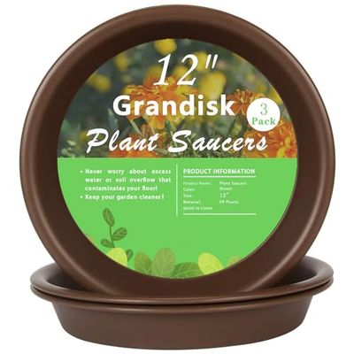 TITE Lot de 3 soucoupes en Plastique épais et Durable pour intérieur et extérieur, 30,5 cm, Marron