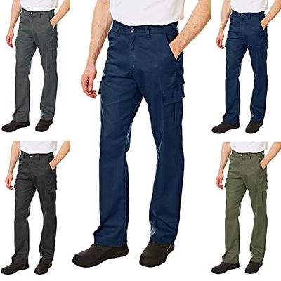 Lee Cooper LCPNT205 Pantaloni Cargo classici da lavoro multitasche per uso intensivo e di facile manutenzione da uomo, Navy, 42W / 29L