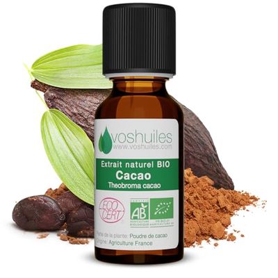 Extrait Naturel Bio de Cacao 5ml - 100% Pur et Naturel - Certifié Ecocert en Agriculture Biologique - Qualité Alimentaire - Bouchon Compte-Goutte