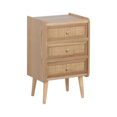 BigBuy Home Mesita de Noche Samir Natural Madera de Paulonia 40 x 30 x 66 cm