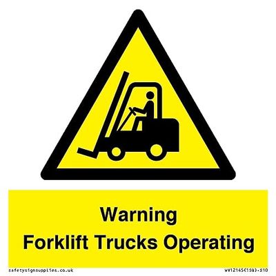 Warning Forklift Trucks Operating Sign - 100x100mm - S10