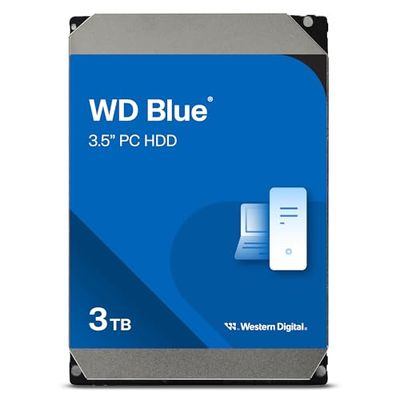 WD Blue 3 To Desktop Disque Dur Interne 3.5" - Classe 5400 RPM, SATA 6 Gb/s, Cache de 256 Mo