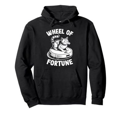 Wheel Of Fortune Cat On Robot Vacuum Cleaner Cat Pullover Hoodie