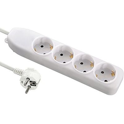 Electraline 51411, listwa zasilająca z 4 gniazdami, kabel 1,5 m, wtyczka schuko, biała