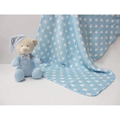 Duffi Baby - Bedrukte en pluche deken, 90 x 75 cm, blauw (Master Baby Home, S.L. 4075-12)
