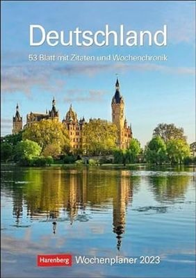 Agenda settimanale 2023 paesaggistica da parete con 53 splendide fotografie delle piazze più belle della Germania. Muro 53 fogli con citazioni e cronica settimanale