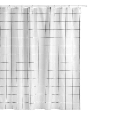 TATAY Tenda Doccia Tessuto 220x200 cm | Con 16 Anelli | Tenda Doccia Lavabile Design Moderno | Tessuto Poliestere Resistente | Modello Industrial – Bianco e Nero