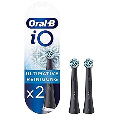 Oral-B iO Tecnología innovadora - Cabezales de limpieza para cepillo de dientes eléctrico, 2 unidades, innovadora limpieza dental con la tecnología iO, negro