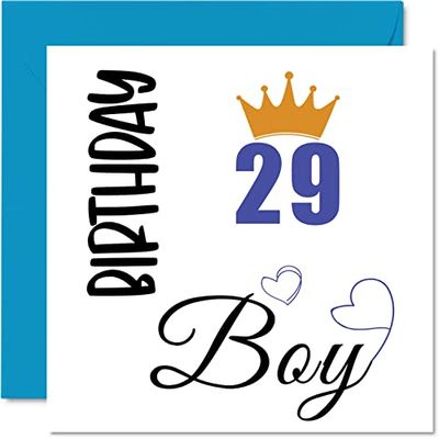 Stuff4 Biglietto di auguri per il 29° compleanno da uomo, per ragazzo, per 29 anni, figlio, fratello, zio, cugino, amico, nipote, 145 mm x 145 mm, per ventinove ventinovesimo compleanno
