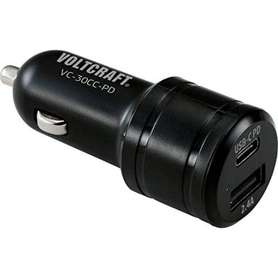 VOLTCRAFT VC-30CC-PD USB-laddare 30 W 1x USB-A, 1x USB-C® Power Delivery Svart Personbil USB Power Delivery (USB-PD)