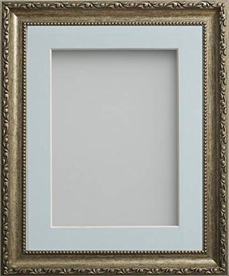 Frame Company Brompton Bronze 12x10 inch Frame With Light Blue Mount for Image 8x6 inch *Choice of sizes* Fitted with Real Glass