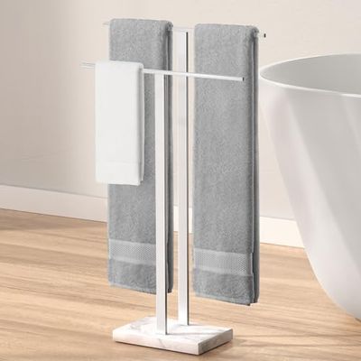 KES Toallero de Pie con Base de Mármol Toalleros de Baño Barra Toallas Baño 2 Niveles Toallero Acero Inoxidable SUS304 Pulido, BTH217