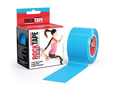RockTape Unisex vuxen standard Std Kinesiologitejp elastiskt terapeutiskt sportband för axlar, fotled, armbåge, handled, skenbensskenor och knästöd, blå, 60 cm x 40 cm