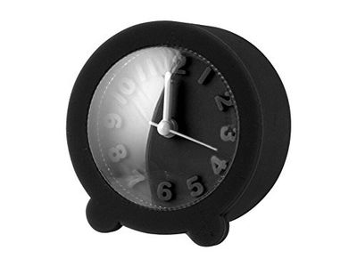 H&h sveglia tonda in gomma, 8 cm, nero