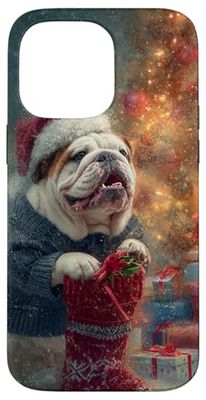 English Bulldog Christmas Dog Art Holiday Design Case for iPhone 14 Pro Max