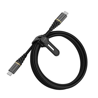 Otterbox Câble Premium Tressé renforcé USB-C vers USB-C, Câble de Charge Rapide pour Smartphone et Tablet, Ultra-Robuste, résiste aux torsions et pliages, 2M, Noir