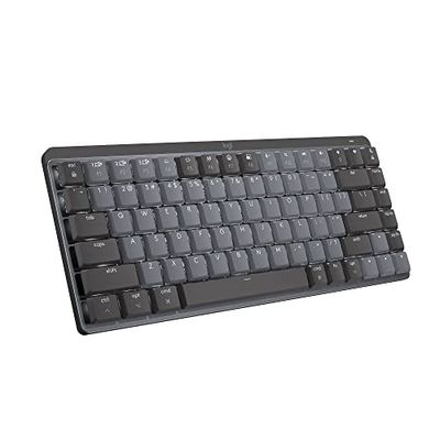 Logitech MX Mechanical Mini for Mac Wireless Illuminated Keyboard, Low-Profile Performance Switches, Tactile Quiet Keys, Backlit, Bluetooth, USB-C, Apple, iPad, QWERTY UK English - Space Grey