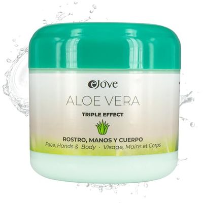 Ejove Crema all'Aloe Vera Triplo Effetto Per Viso Mani e Corpo 300 ml | 100% Aloe Vera delle Canarie e oli essenziali | Crema multiuso naturale per pelle secca e sensibile | Protezione anti-età